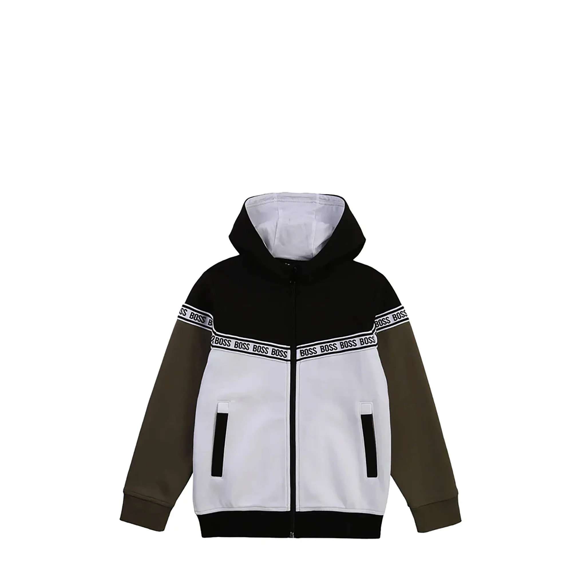 Hugo Boss Kids Full-Zip Up Tape Hoodie Sweatshirt