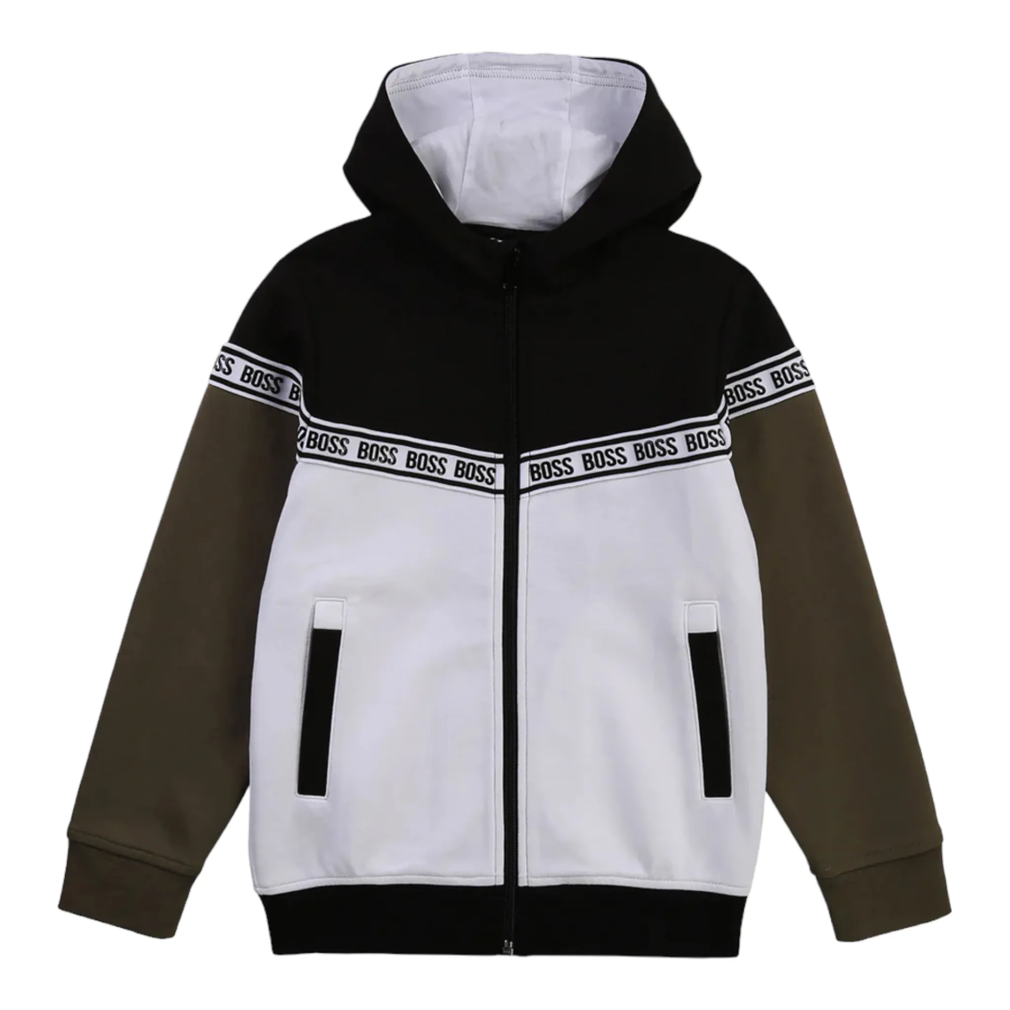 Hugo Boss Kids Full-Zip Up Tape Hoodie Sweatshirt