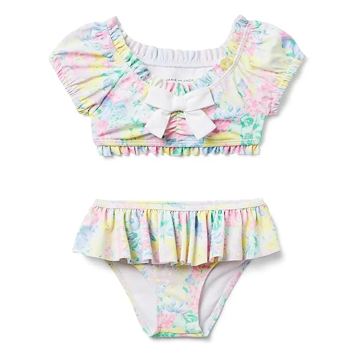 Janie and Jack Floral Bow Two Piece Swim (Toddler/Little Kids/Big Kids)