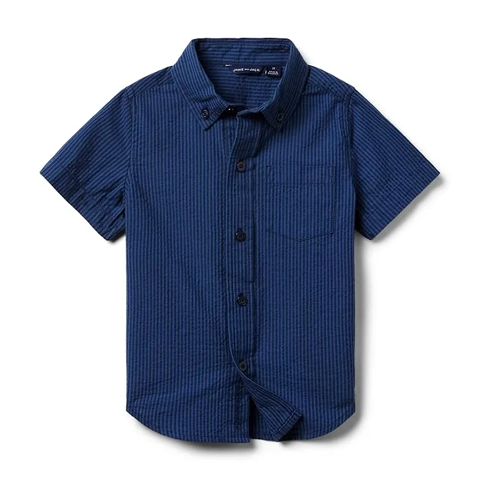 Janie and Jack Seersucker Button Up Shirt (Toddler/Little Kids/Big Kids)