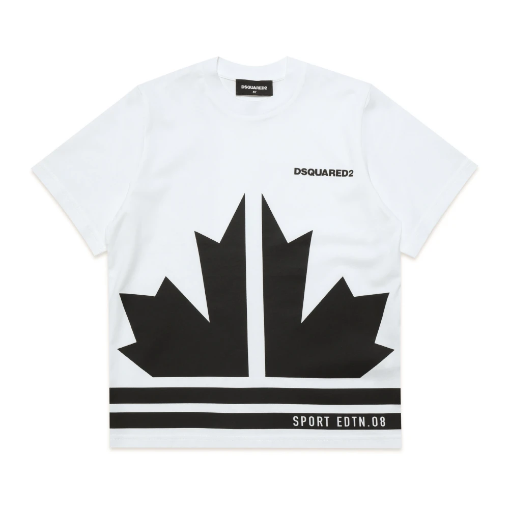 Jersey Cropped T-shirt with D2 Leaf Graphic