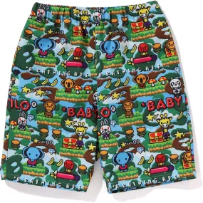 Kids Packable Shorts with Baby Milo Game Pattern