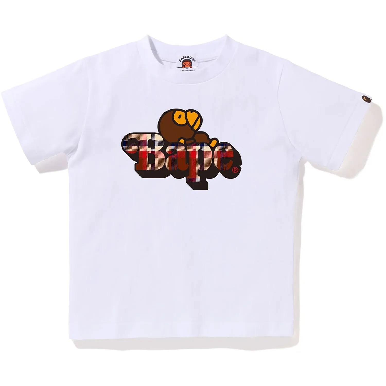 Kids Tee with Check Milo Design by BAPE