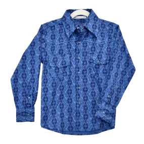 Kids' Blue Tonal Aztec Shirt by Cowboy Hardware