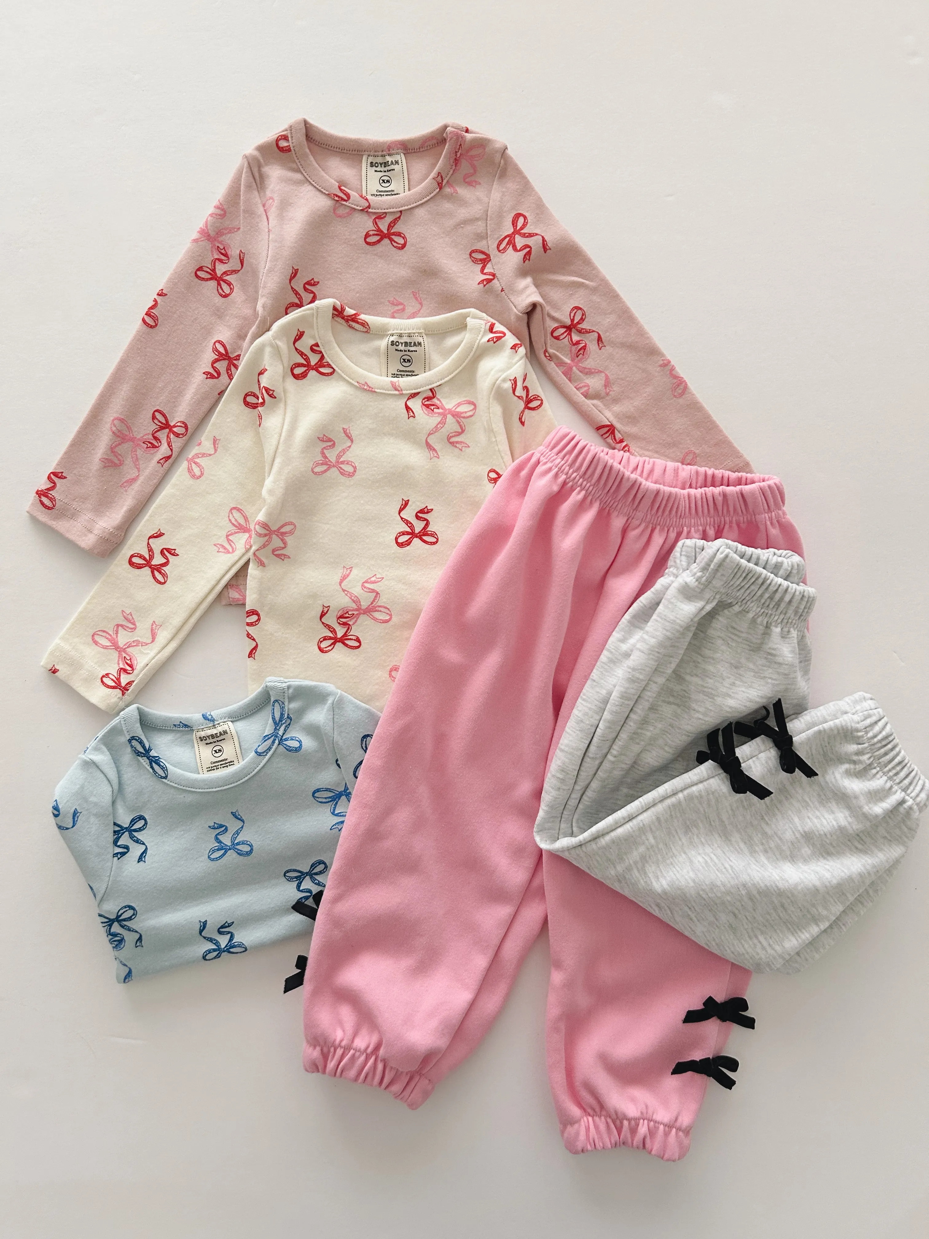 Kids Bow Print Stretch Top (1-3yrs) - 3 Colors