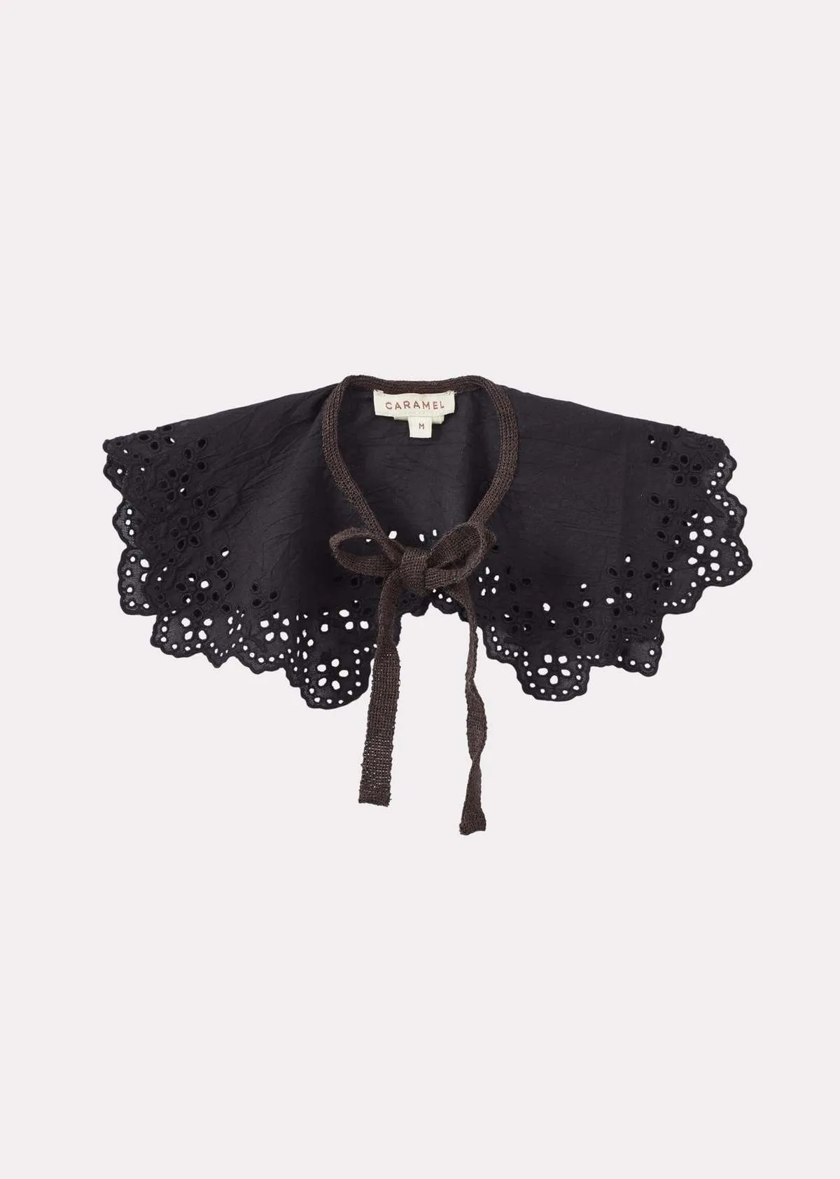 Children's Black Broderie Anglaise Caramel Embroidered Collar