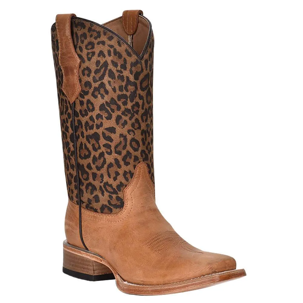 Kids Circle G Honey Leopard Print Top Square Toe Boot J7104