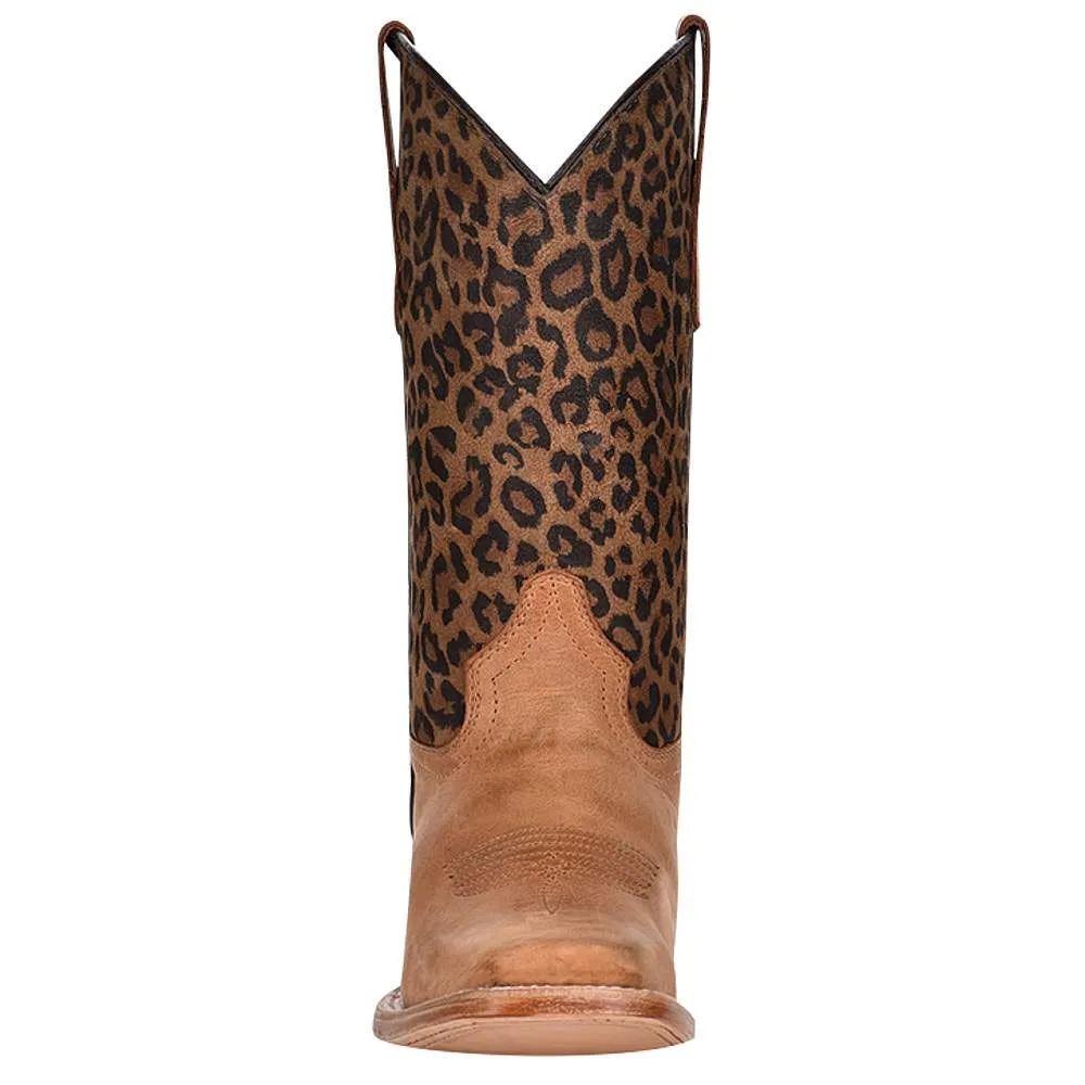 Kids Circle G Honey Leopard Print Top Square Toe Boot J7104