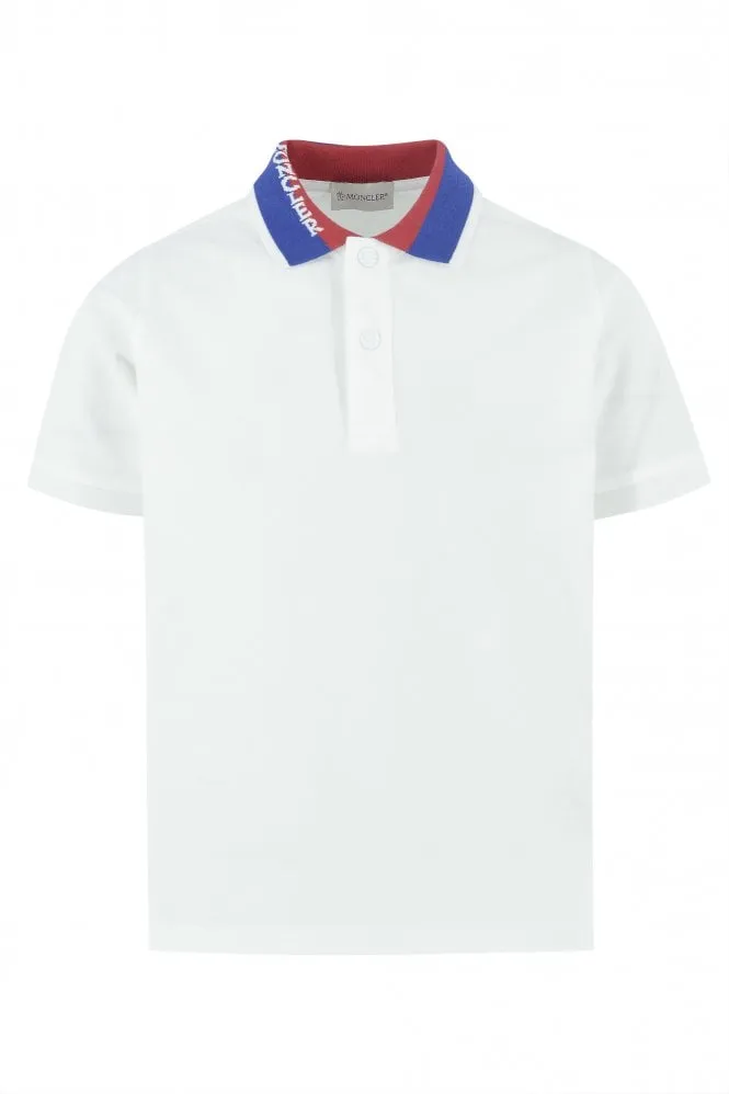 Kids Contrast Collar Polo White