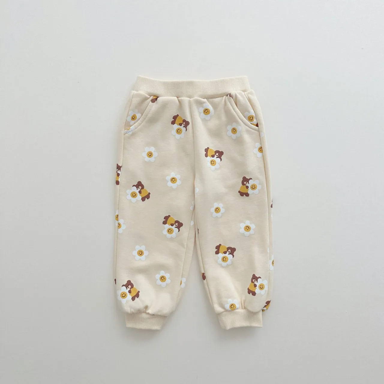 Kids Daisy Bear Print Sweatshirt & Jogger Pants Set (1-6y) - Cream