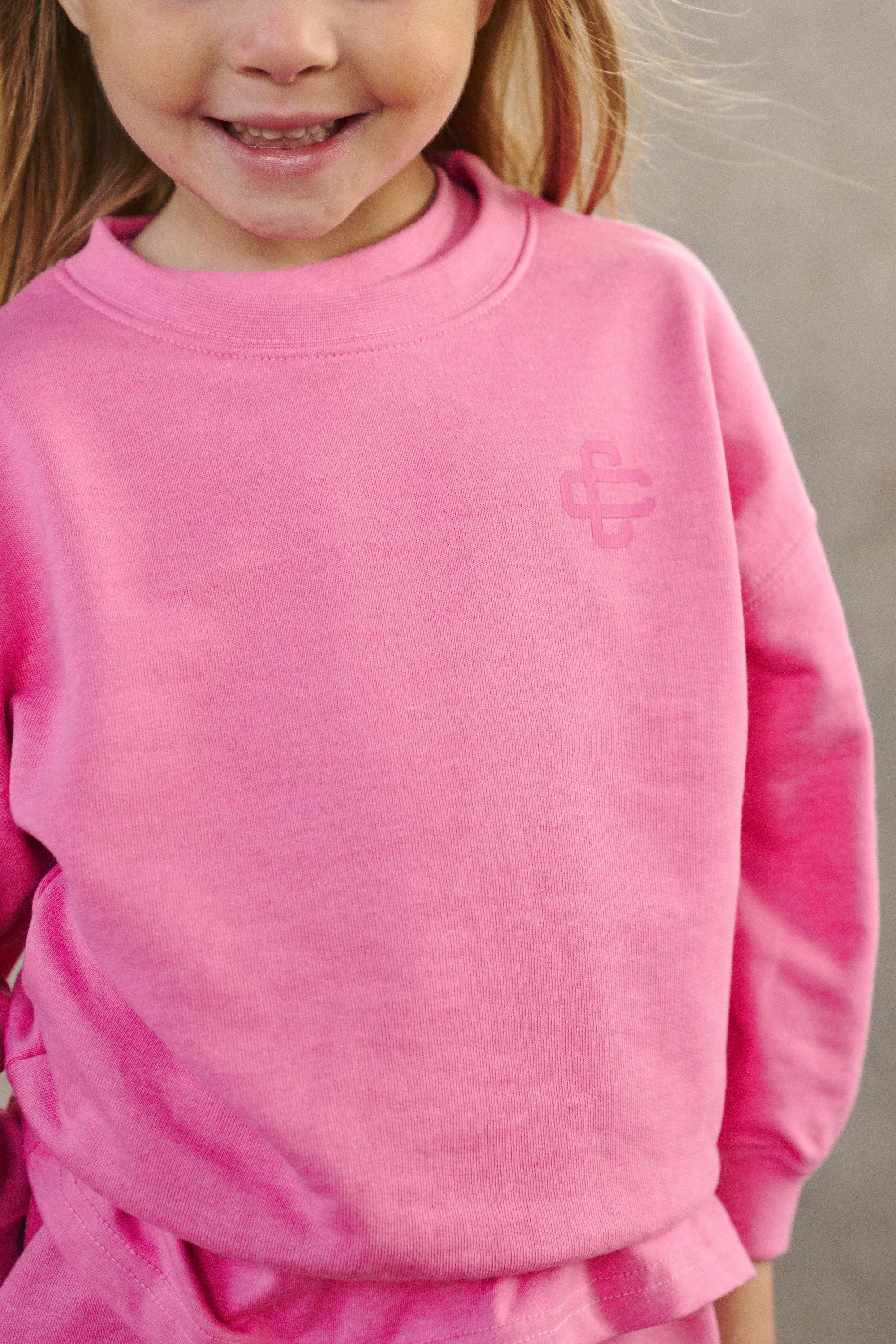 KIDS EMBLEM PRINT SWEAT - PINK