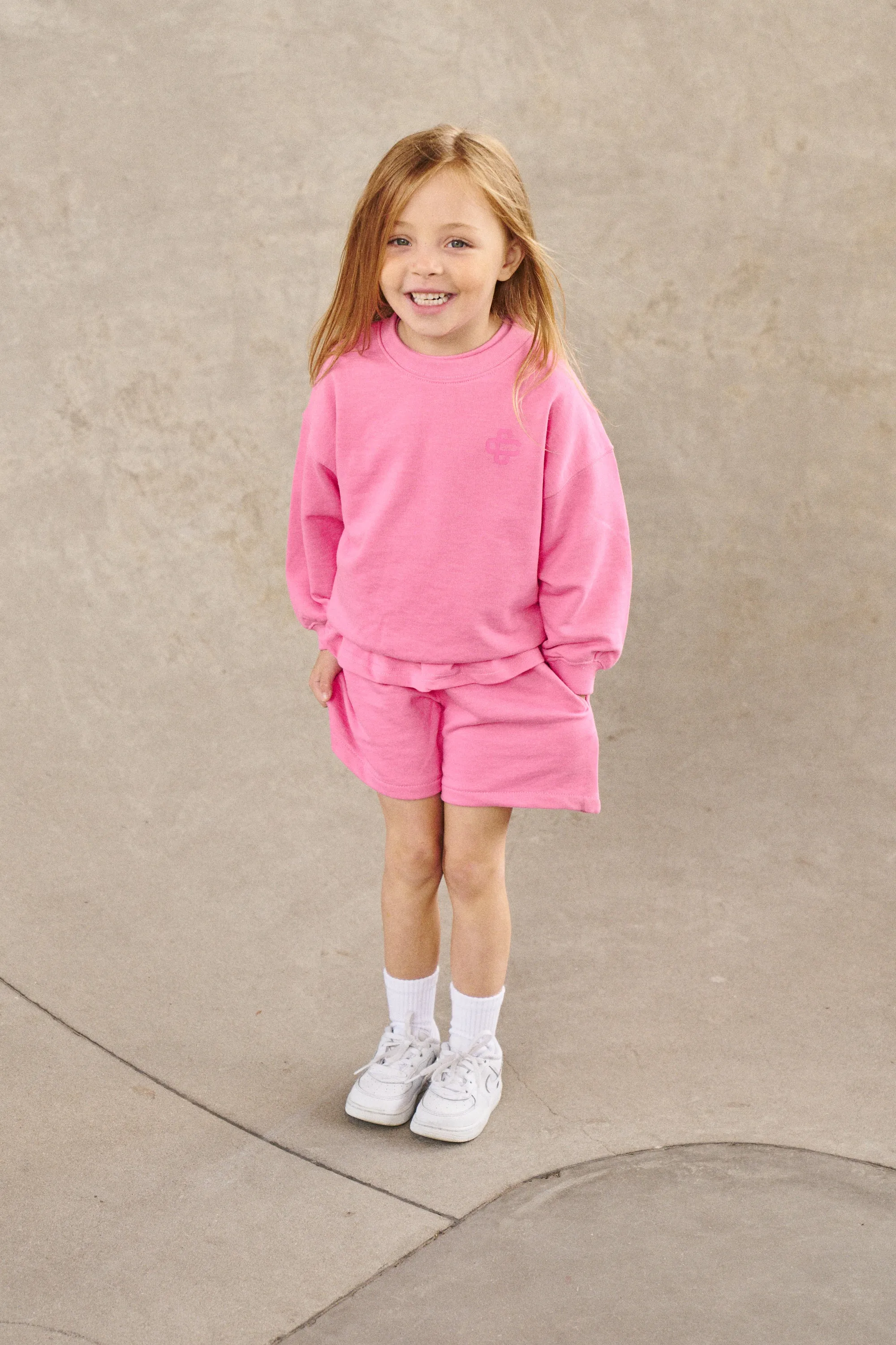 KIDS EMBLEM PRINT SWEAT - PINK