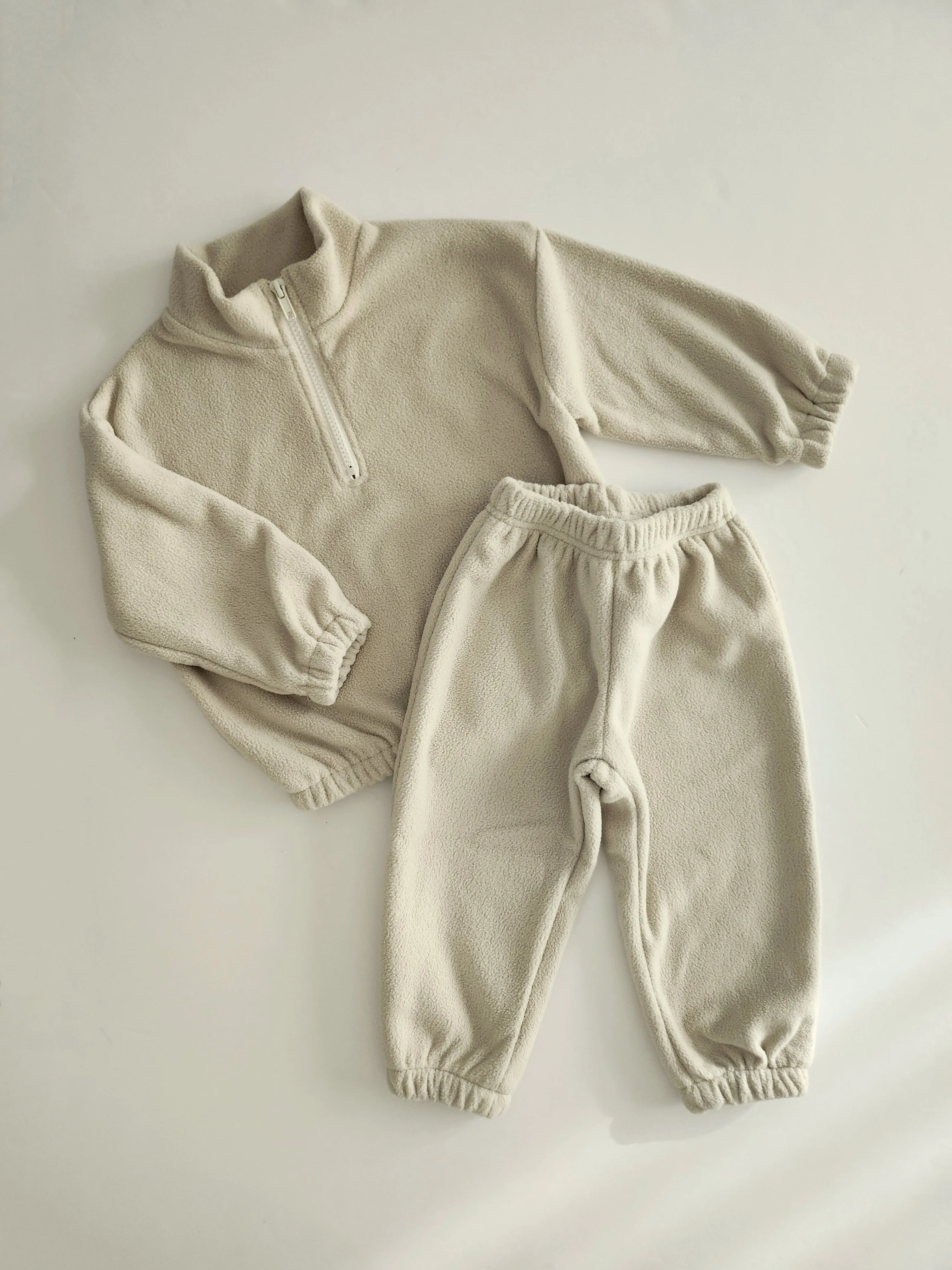 Kids Fleece Half-Zip Pullover and Jogger Pants Set (1-6y) - 3 Colors