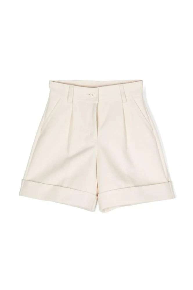 Kids Fold Cotton Shorts Beige