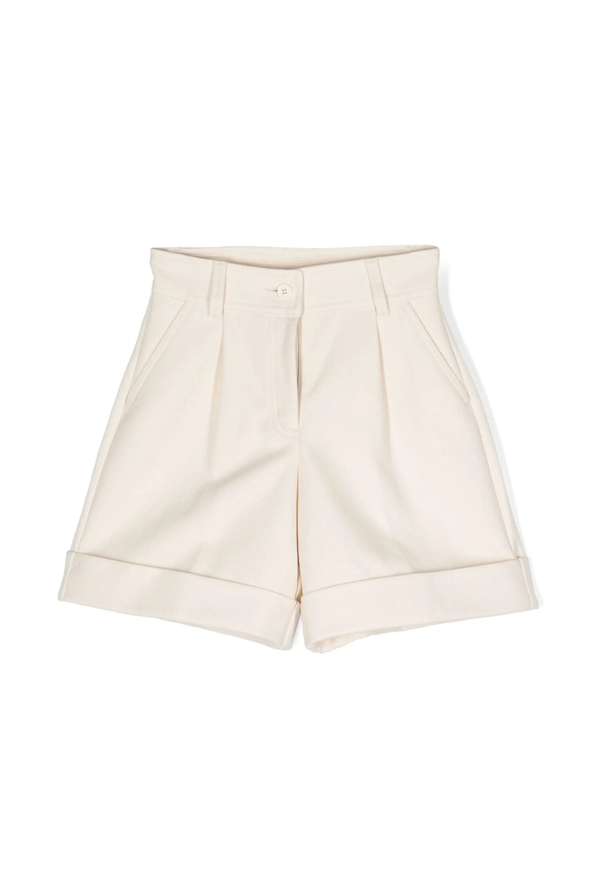 Kids Fold Cotton Shorts Beige