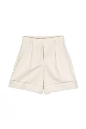 Kids Fold Cotton Shorts Beige