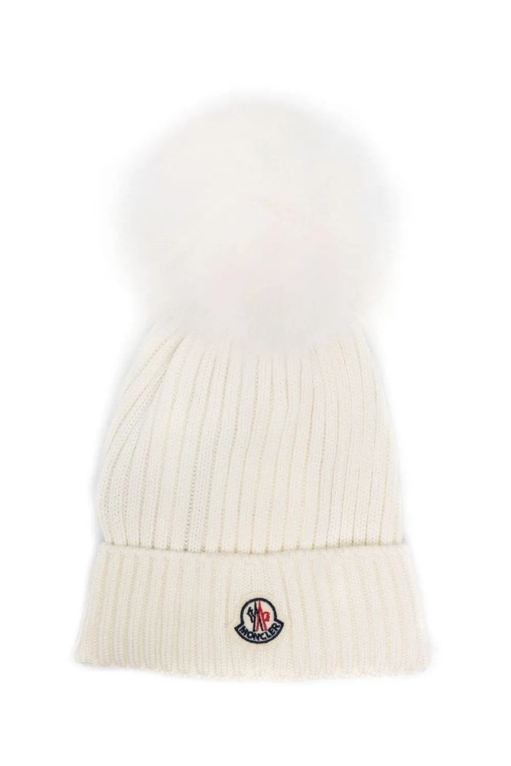 Kids Fur Bobble Hat White