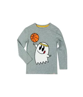 Kids Ghost Basketball Graphic Long Sleeve Tee