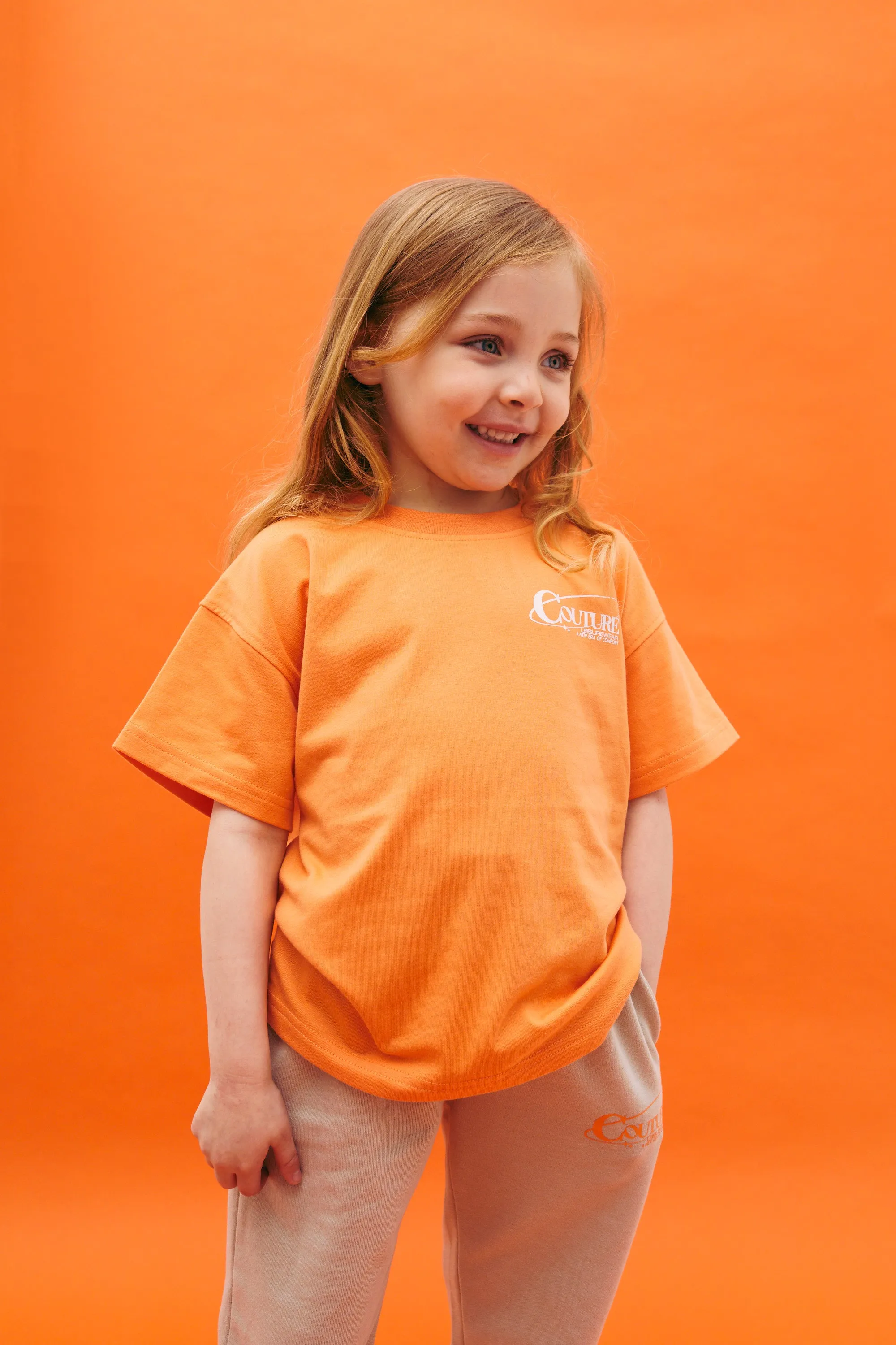 KIDS GLOBE PRINT BOXY T-SHIRT - ORANGE