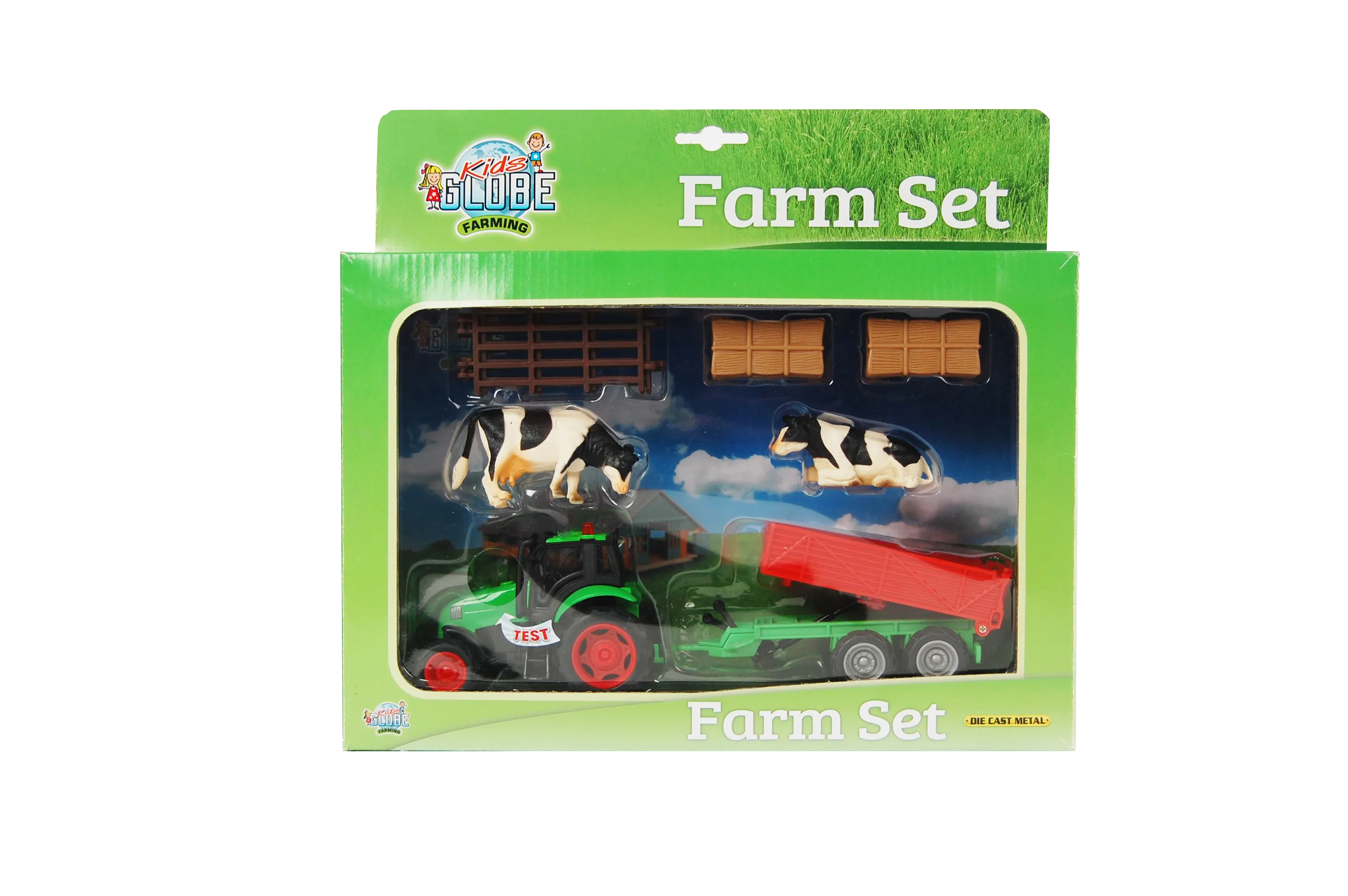 Kids Globe Tractor and Trailer Farm Playset