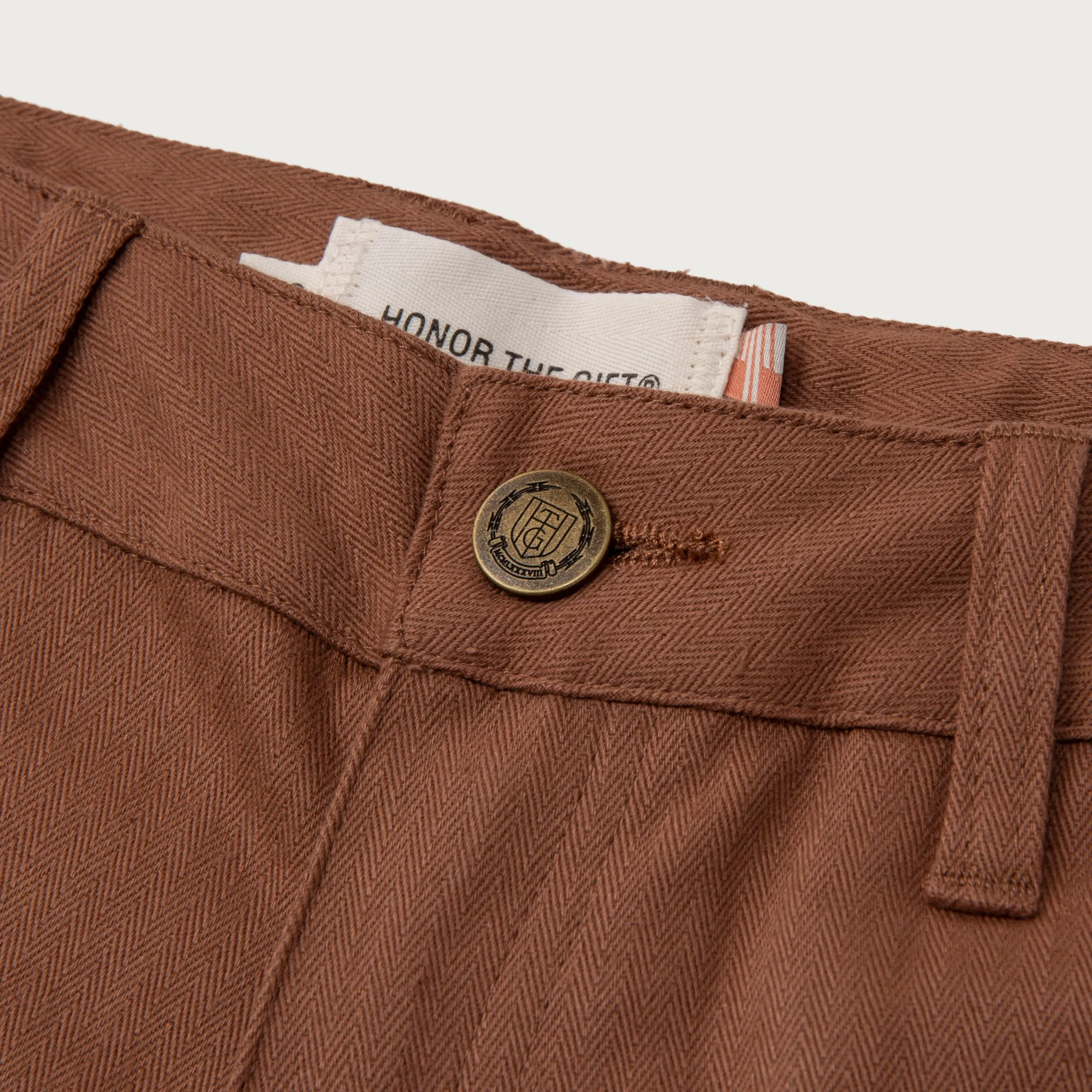 Kids Herringbone Pant - Brown