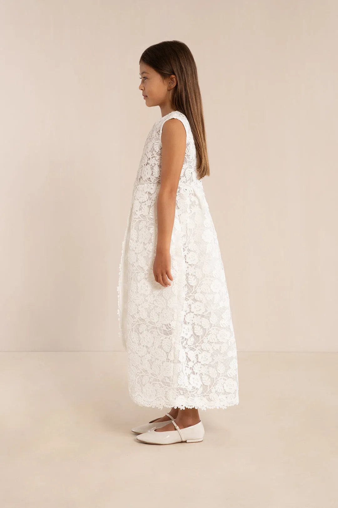 KIDS ISLA DRESS & JACKET - OFF WHITE