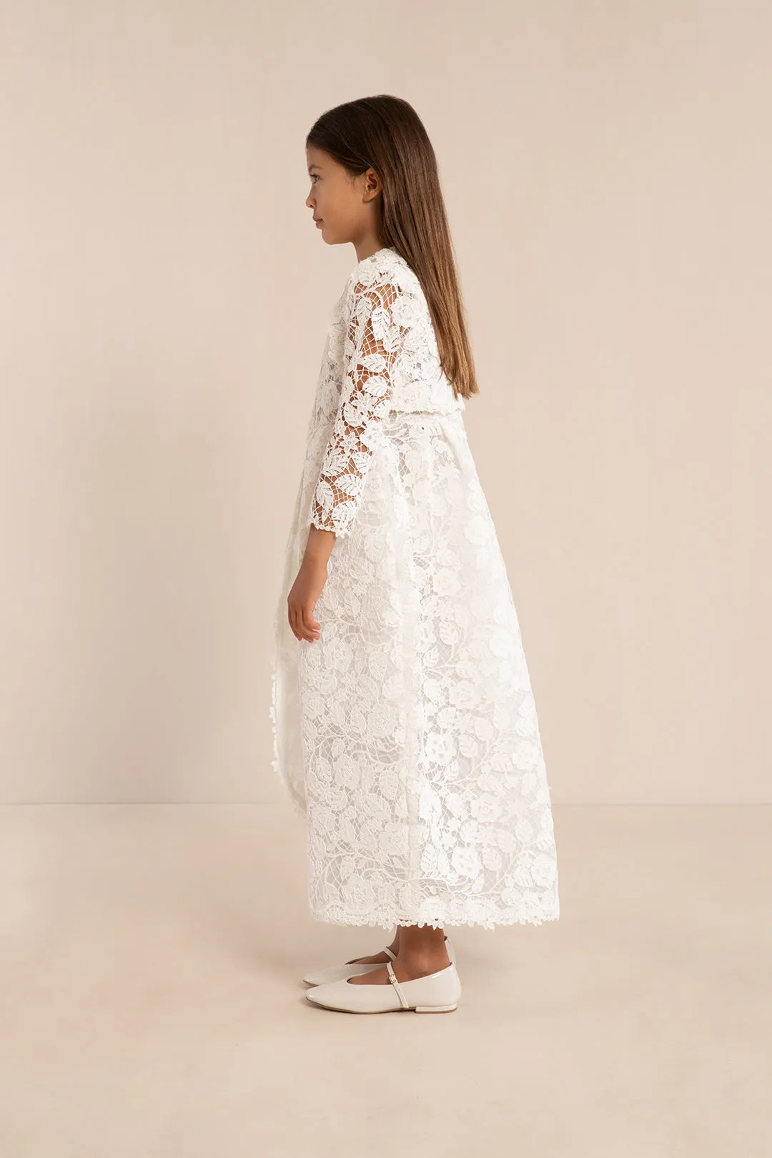 KIDS ISLA DRESS & JACKET - OFF WHITE