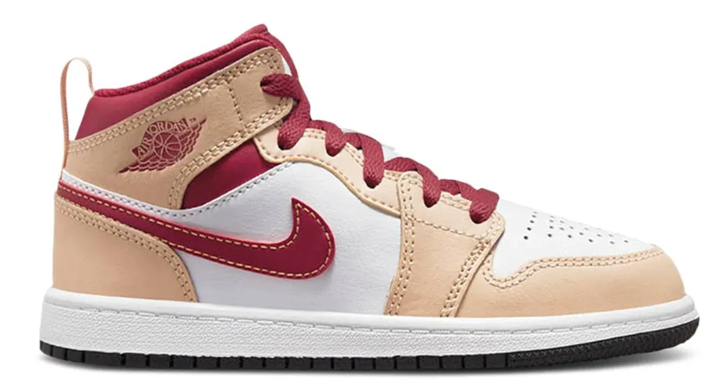 kids jordan 1 mid light cardlnal (ps)