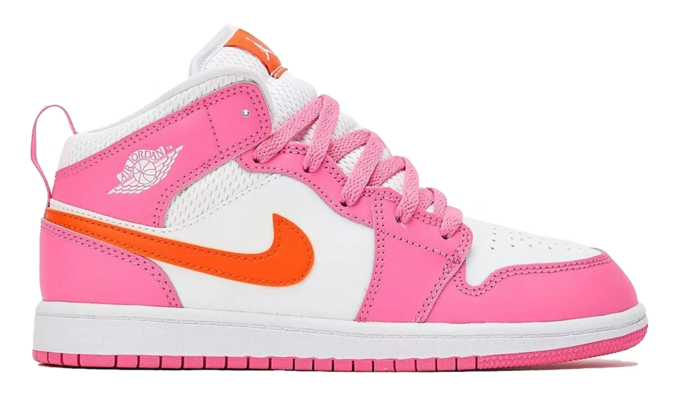 KIDS JORDAN 1 MID PINKSICLE SAFETY ORANGE (PS)