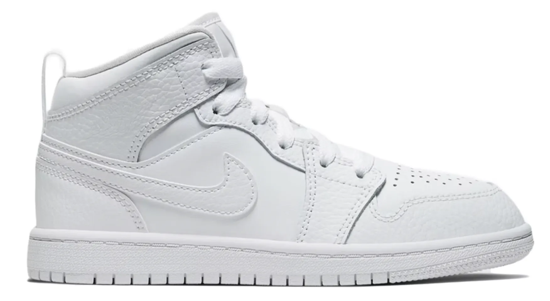 KIDS JORDAN 1 MID TRIPLE WHITE (2021) (PS)