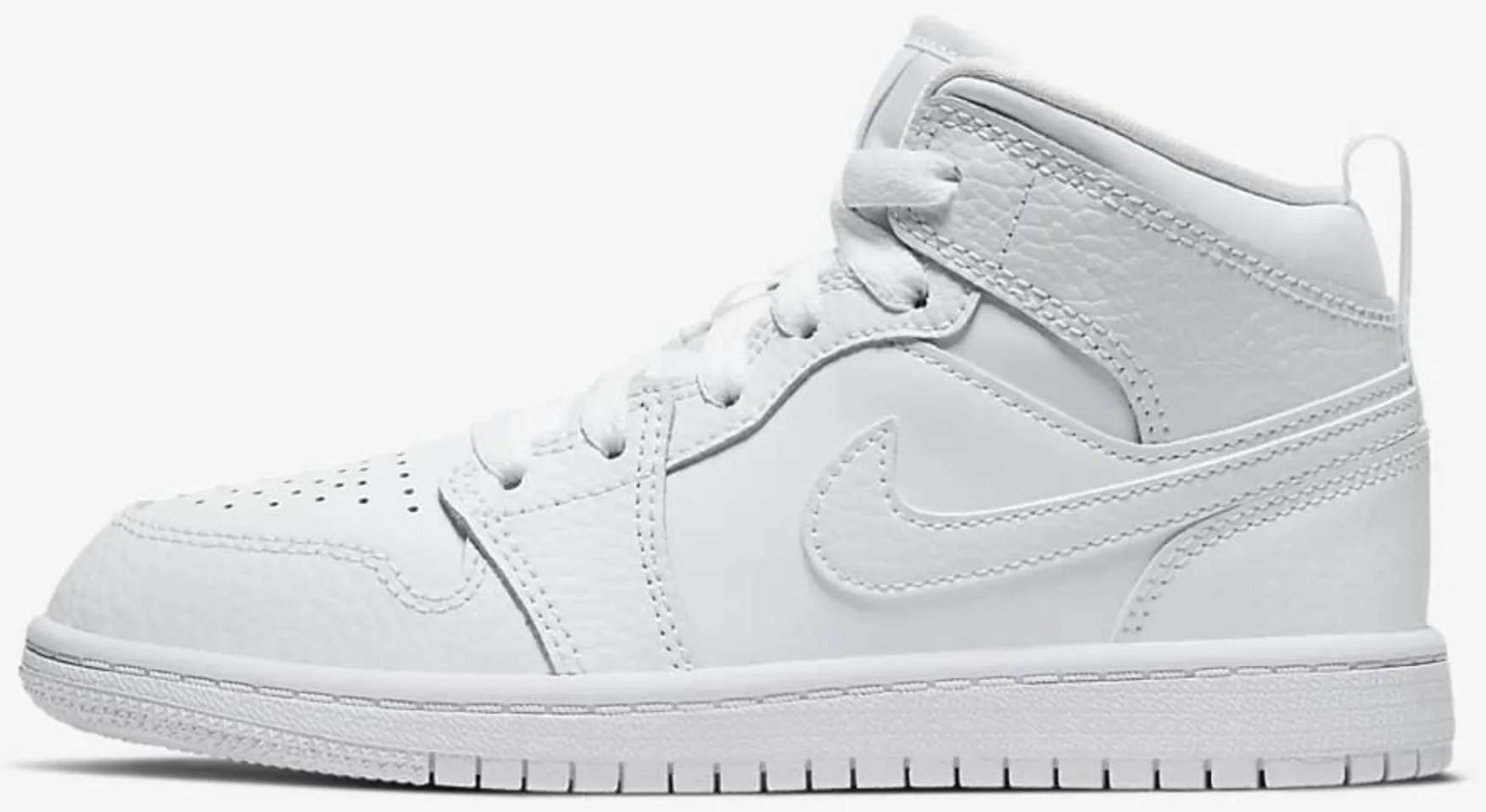 KIDS JORDAN 1 MID TRIPLE WHITE (2021) (PS)