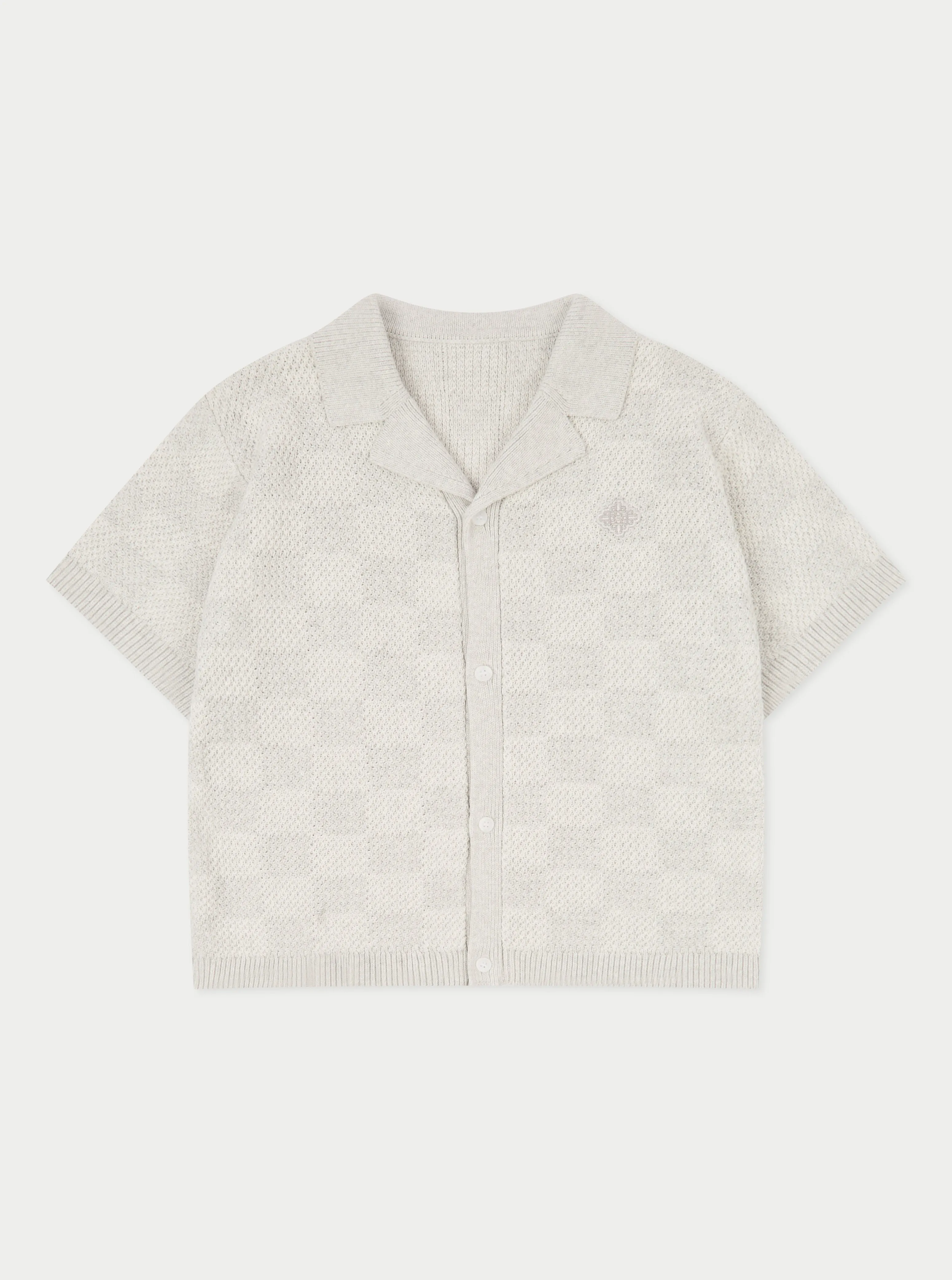 KIDS KNITTED CHECKERBOARD SHIRT - GREY