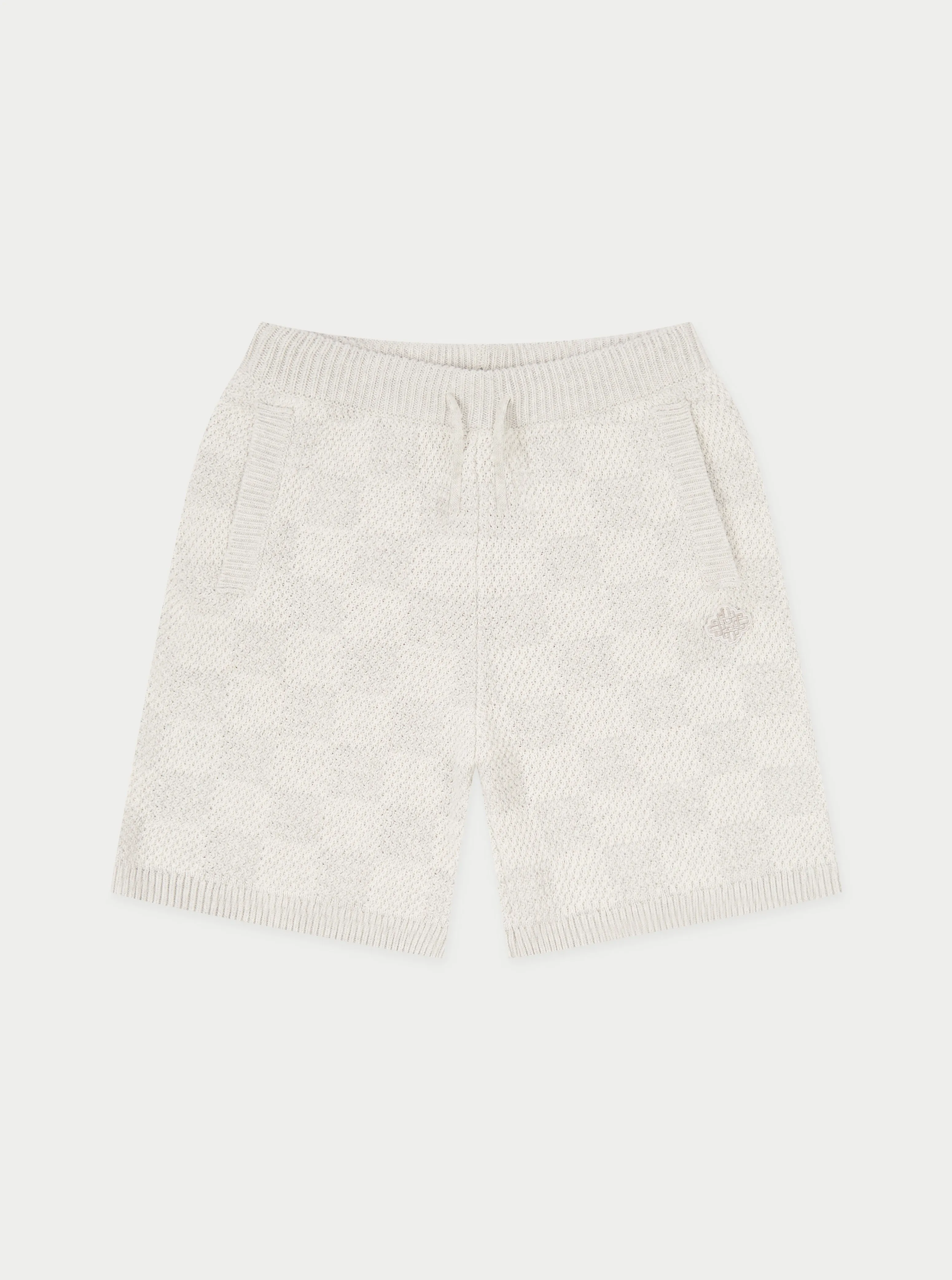 KIDS KNITTED CHECKERBOARD SHORTS - GREY