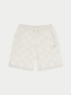 KIDS KNITTED CHECKERBOARD SHORTS - GREY