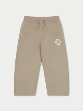 KIDS KNITTED EMBLEM JOGGER - BEIGE