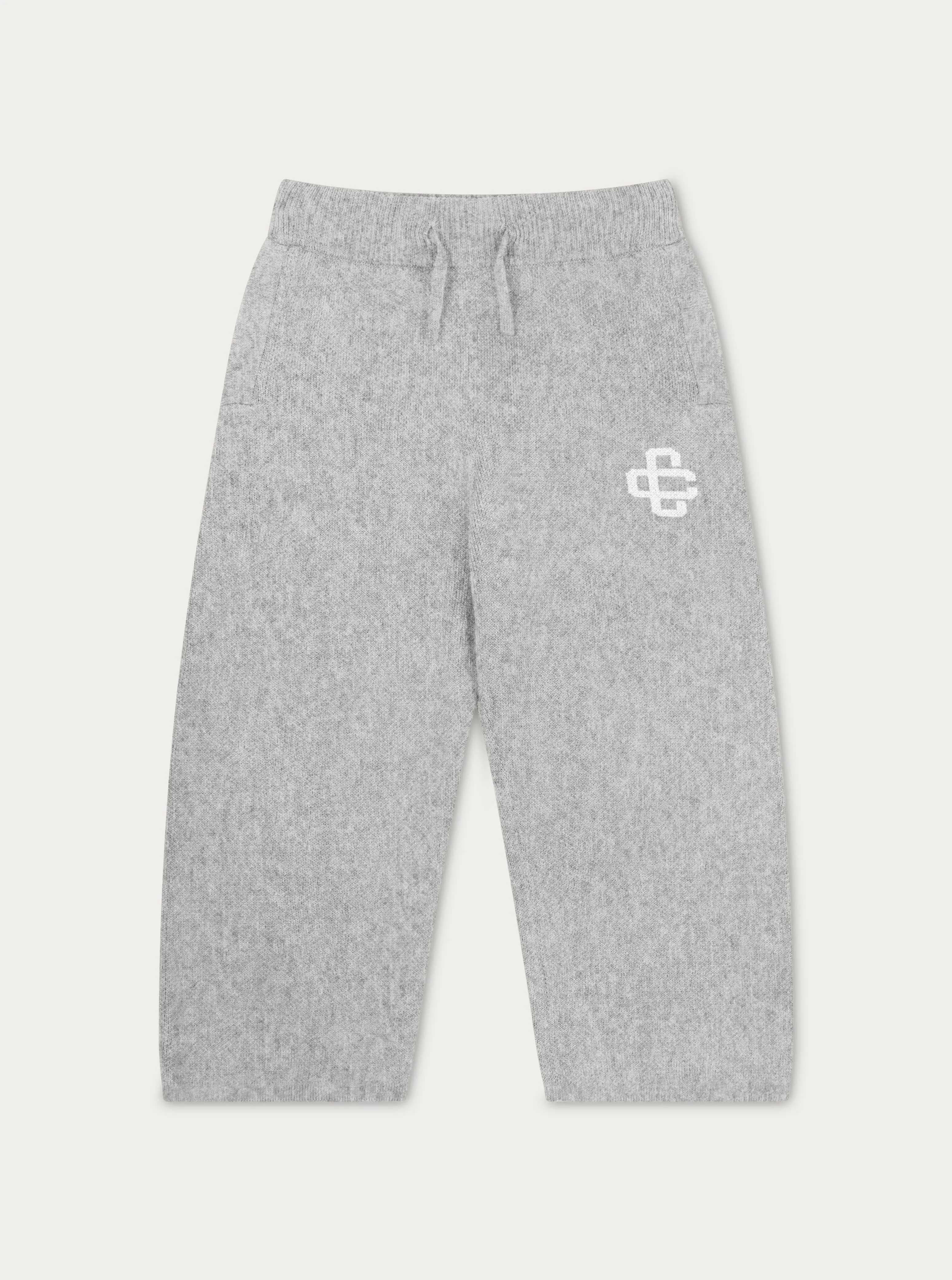 KIDS KNITTED EMBLEM JOGGER - GREY MARL