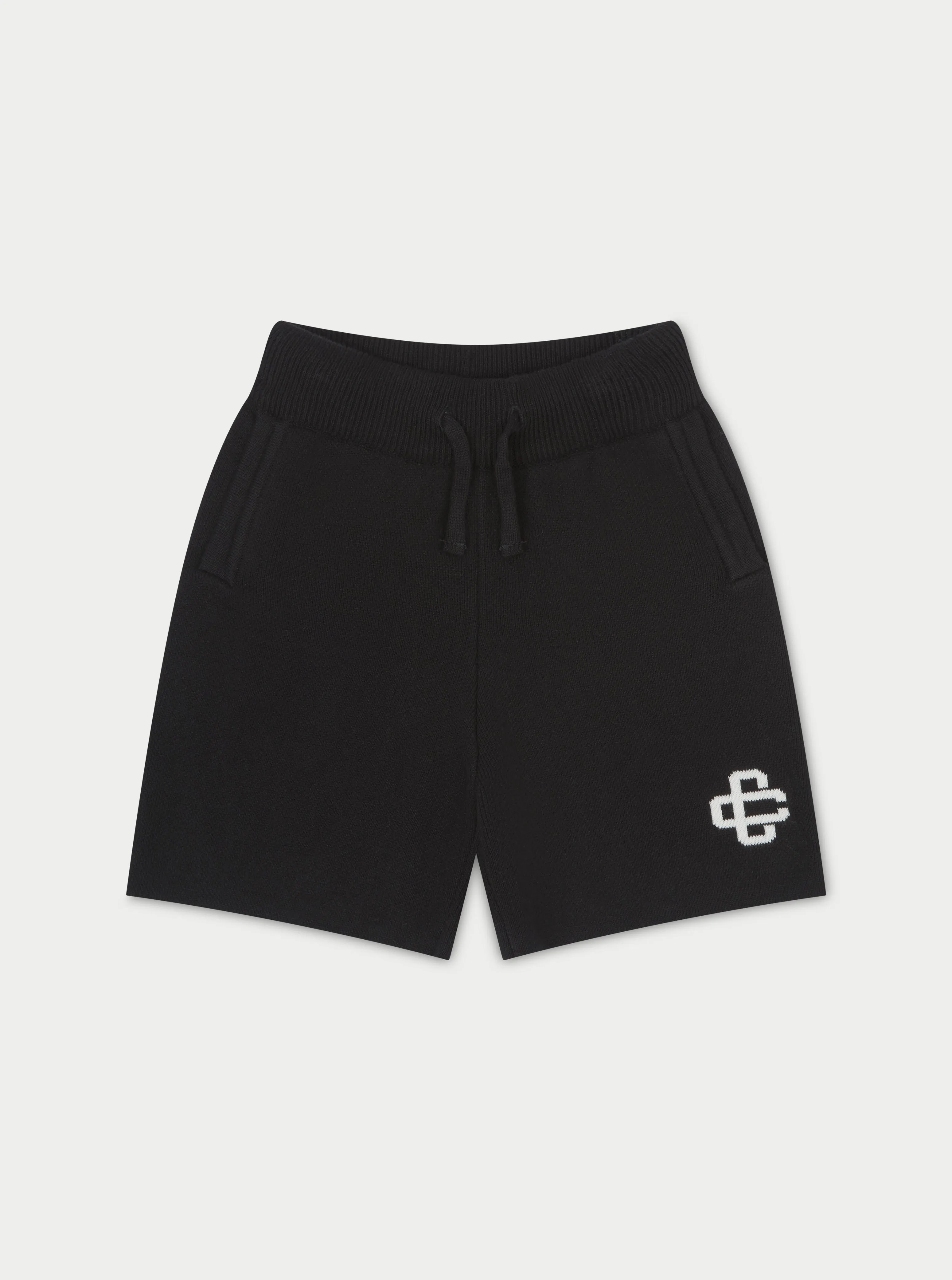 KIDS KNITTED EMBLEM SHORTS - BLACK