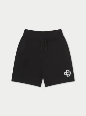 KIDS KNITTED EMBLEM SHORTS - BLACK