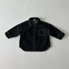 Kids Land Stitch Denim Shirt (1-6y) - Black