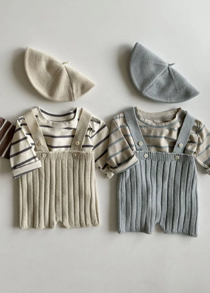 Kids Long Sleeve Stripe Top (3m-5y) - Charcoal