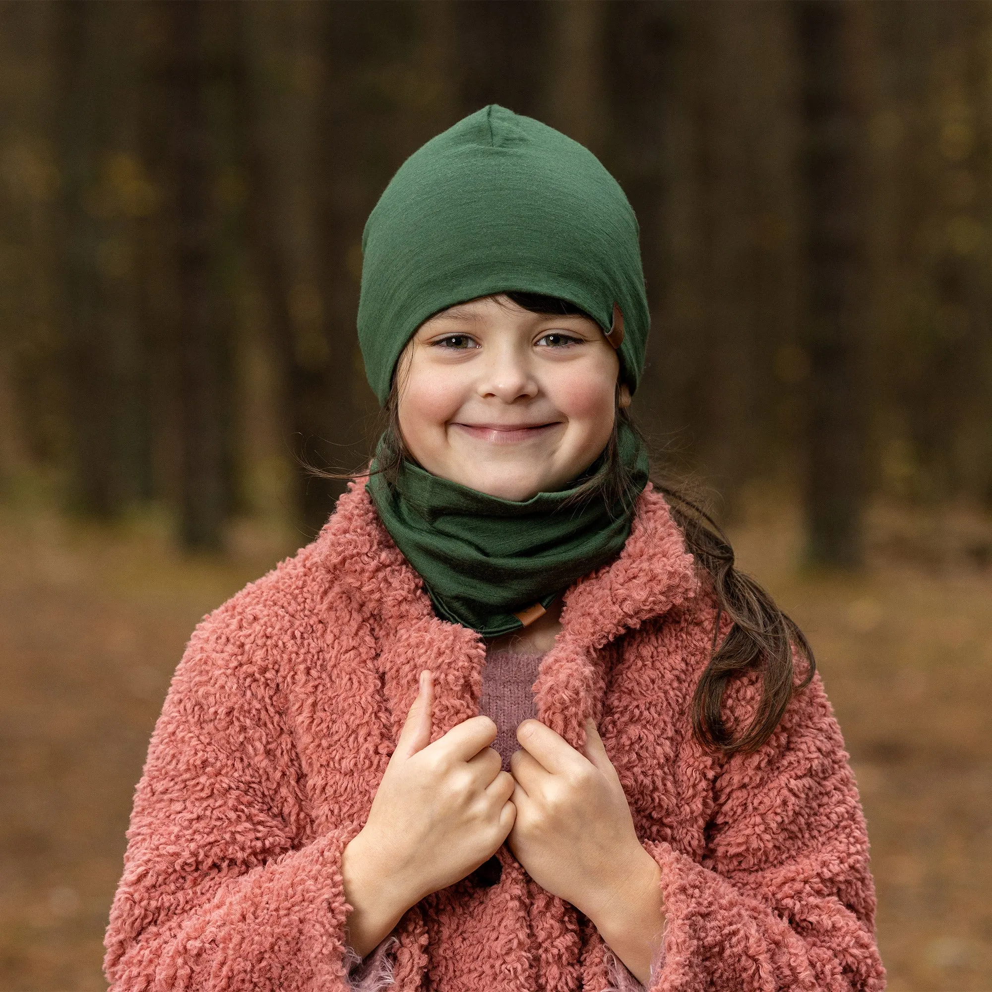 Kids' Merino Beanie Dark green