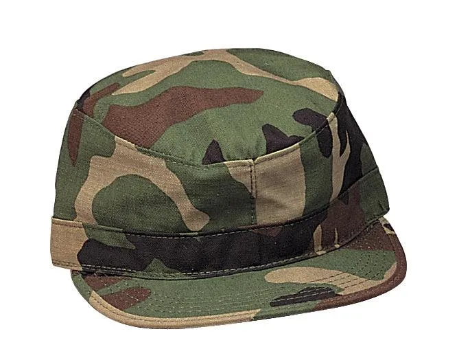 Kids Military Fatigue Cap - Woodland Camo