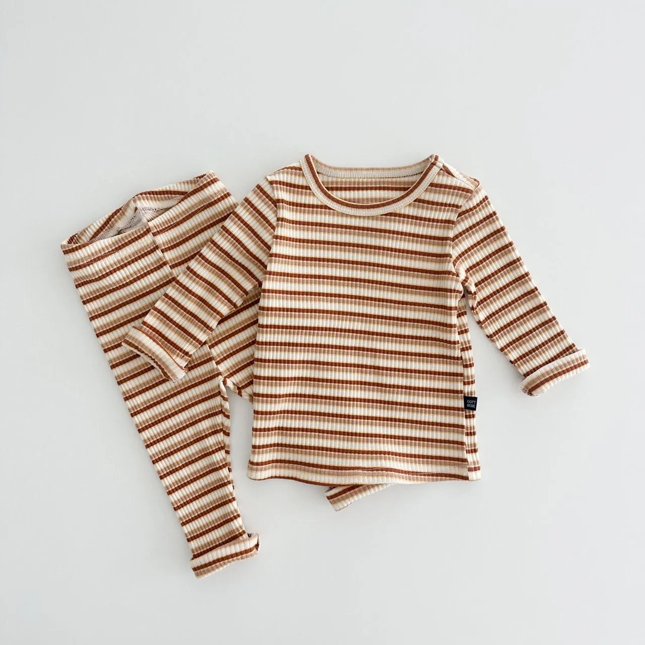 Kids Oott Stripe Top and Leggings Set (1-6y)- Brown