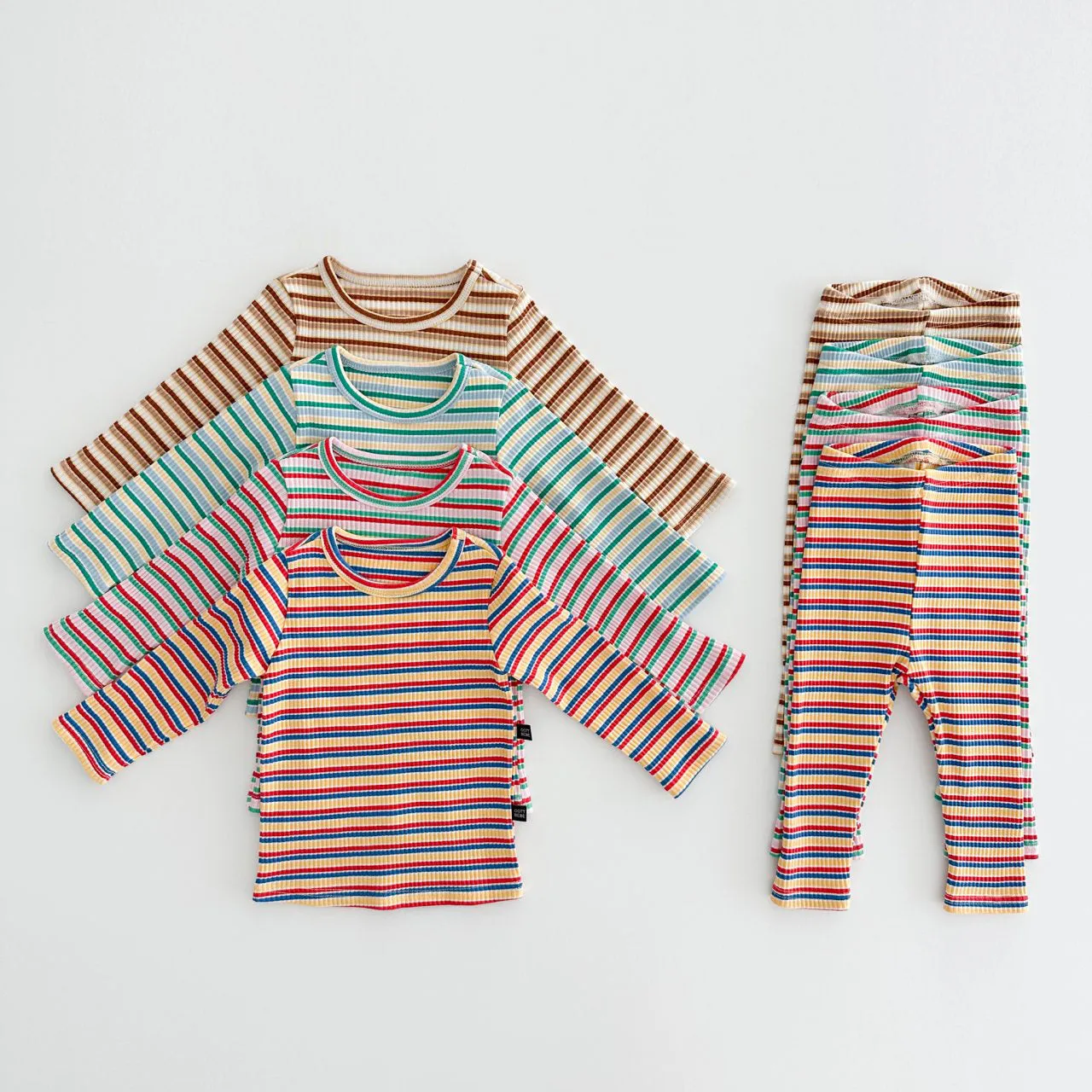 Kids Oott Stripe Top and Leggings Set (1-6y)- Brown