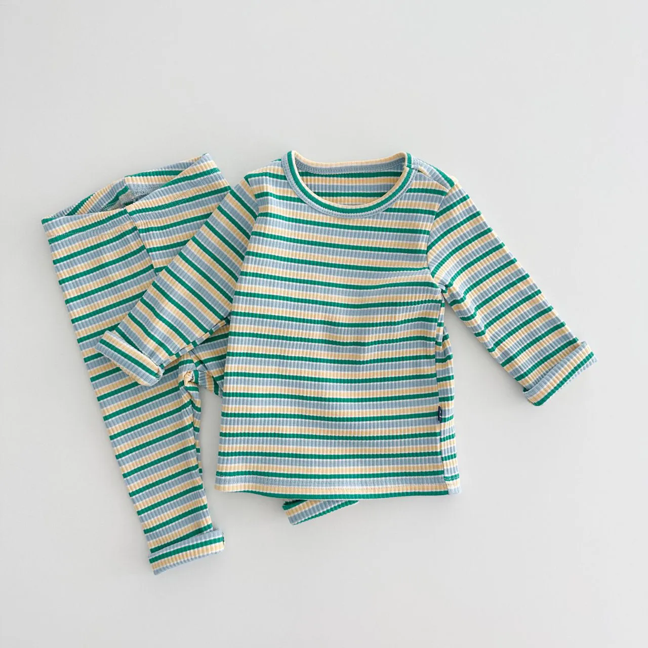 Kids Oott Stripe Top and Leggings Set (1-6y)- Green