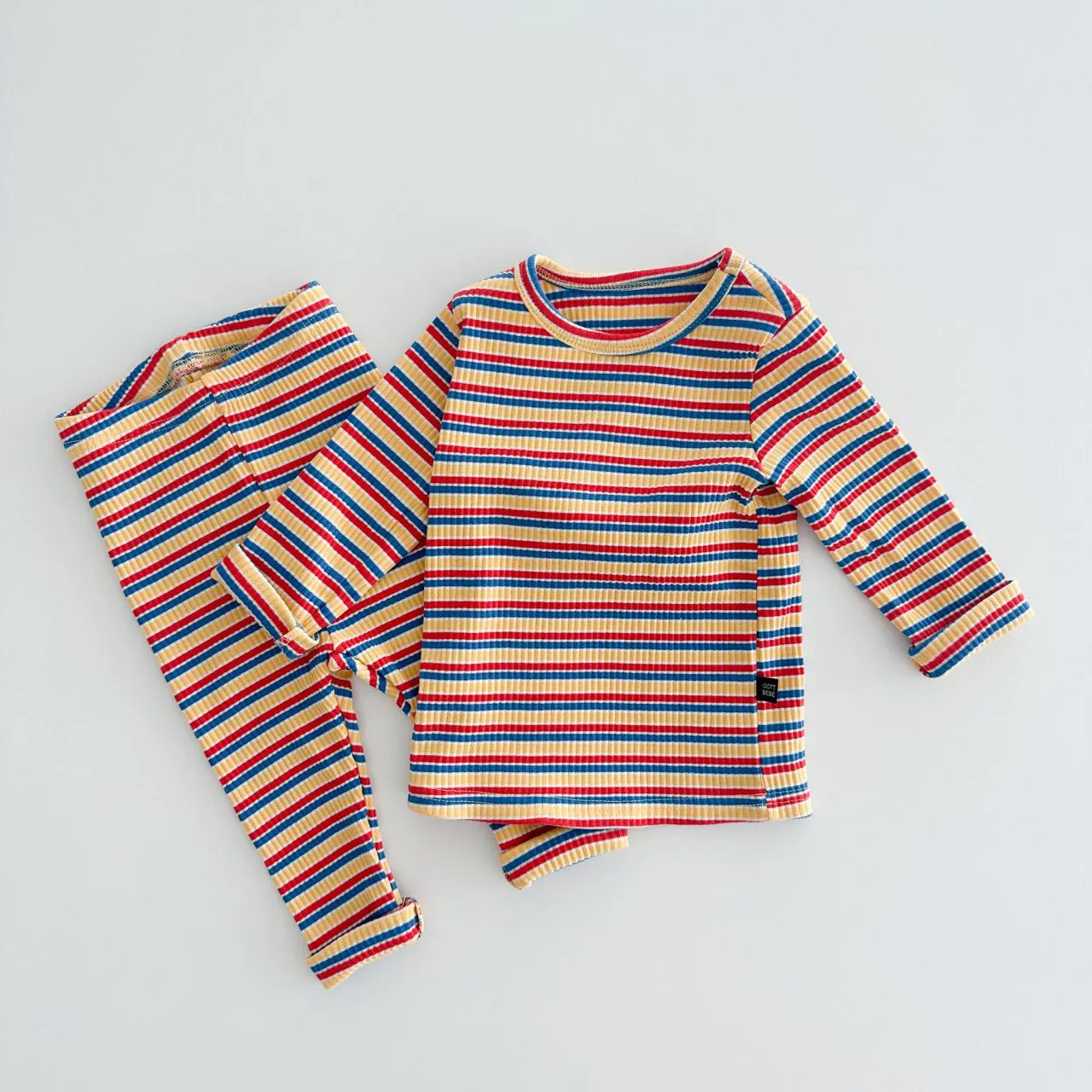 Kids Oott Stripe Top and Leggings Set (1-6y)- Red