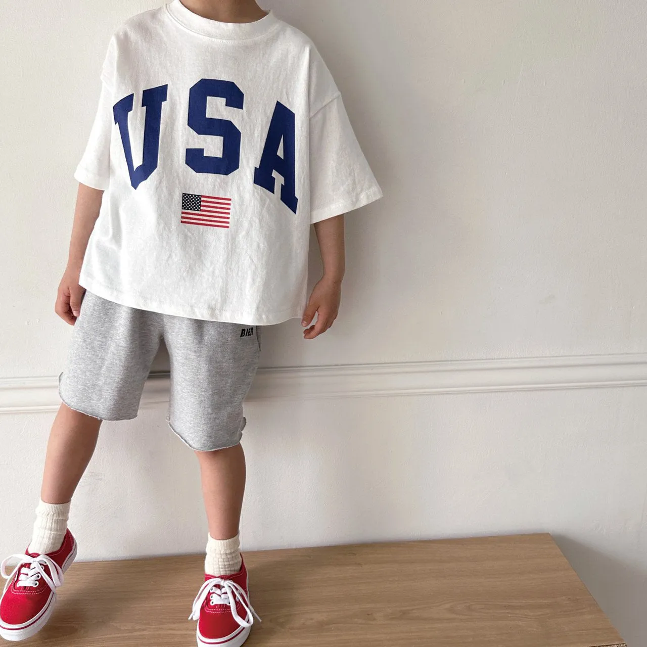 Kids Oversized USA Print Short Sleeve T-Shirt (2-8y) - 2 Colors