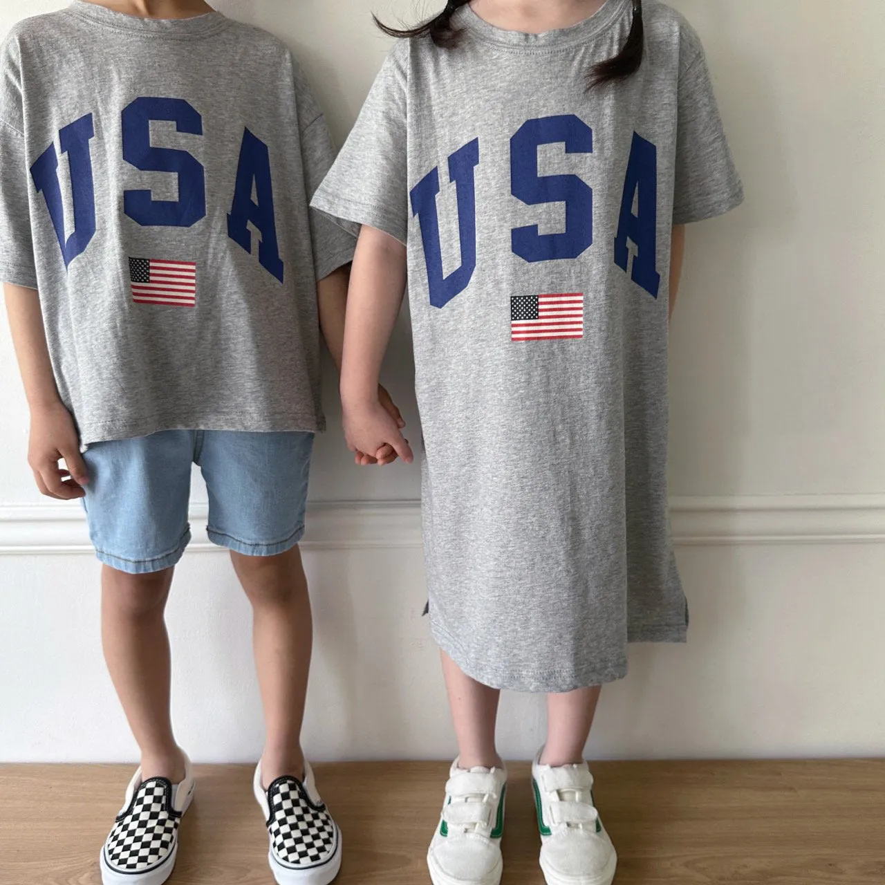 Kids Oversized USA Print Short Sleeve T-Shirt (2-8y) - 2 Colors