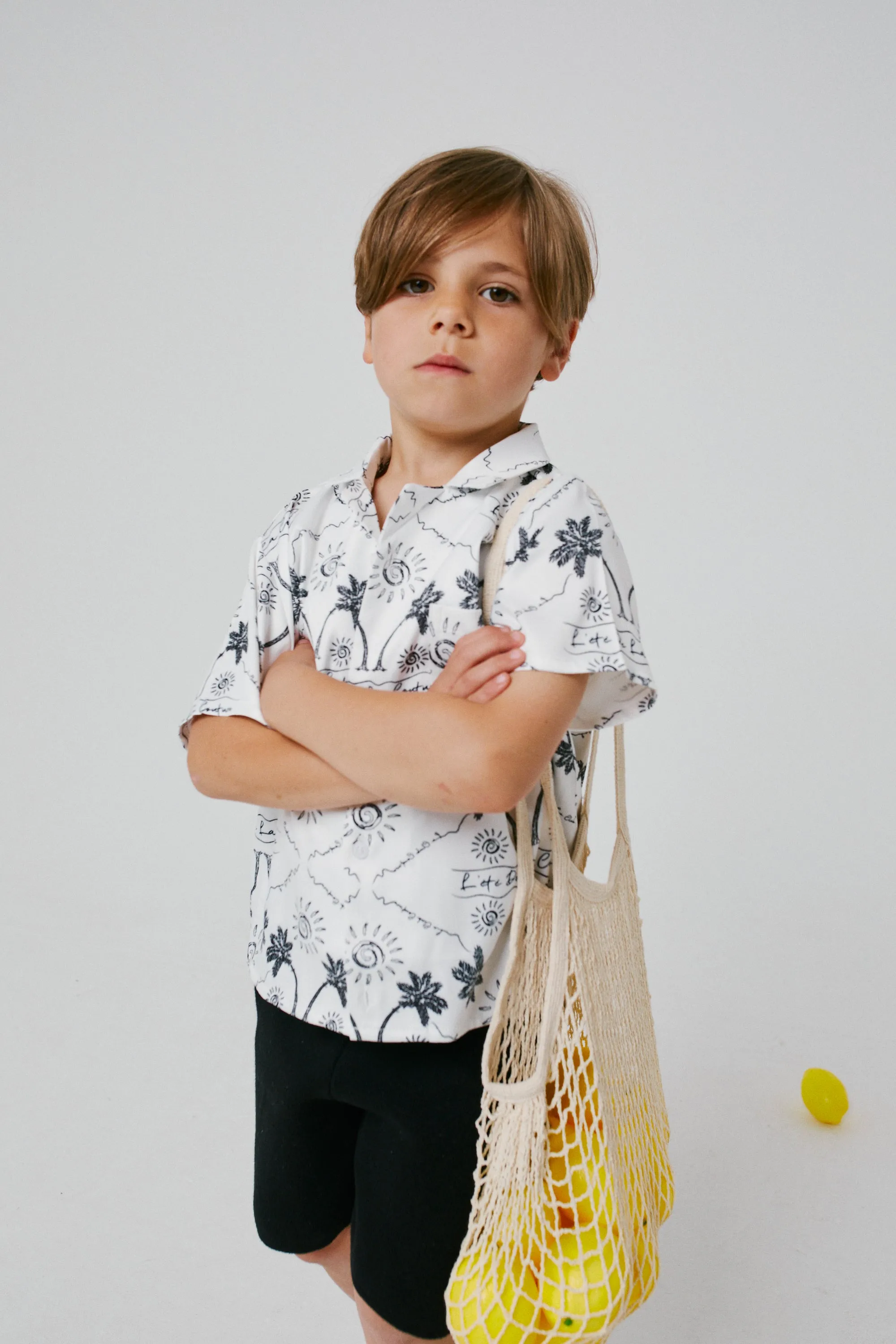 KIDS PALM PRINT SHIRT - WHITE