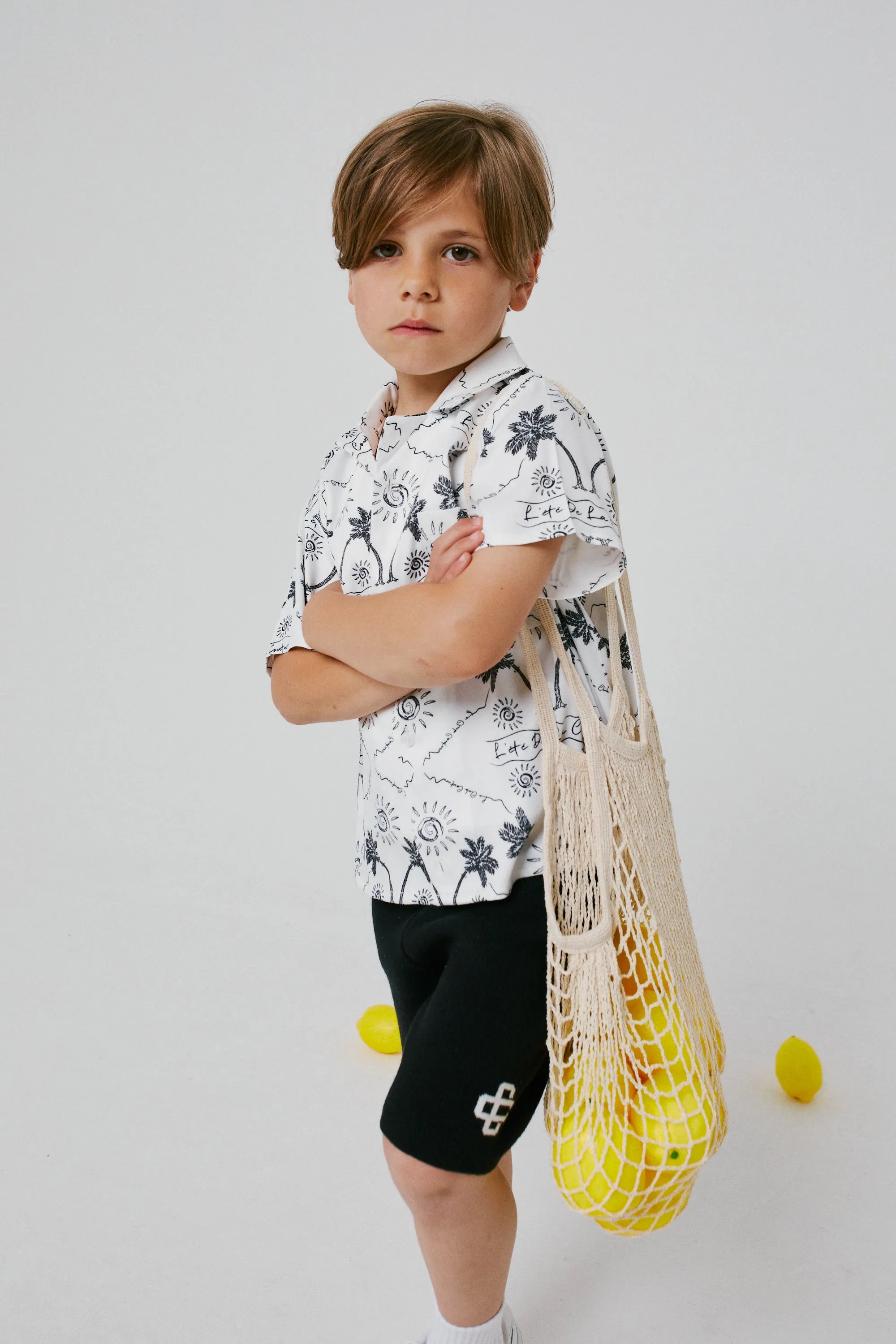 KIDS PALM PRINT SHIRT - WHITE